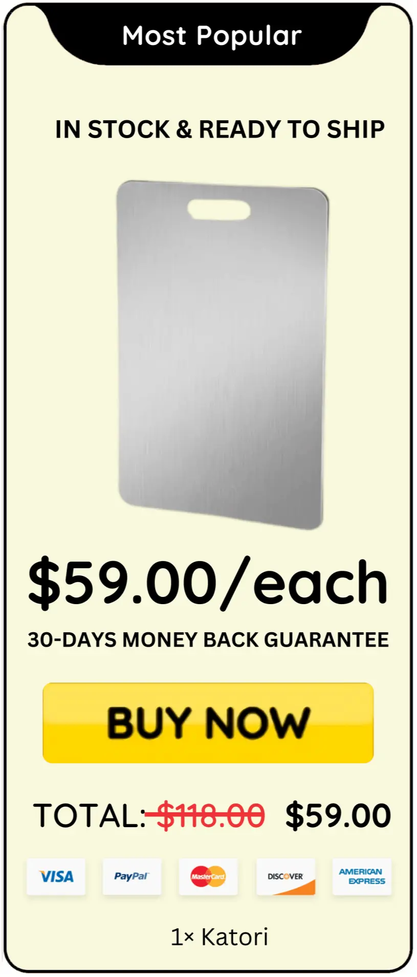 Katori Titanium Cutting Board package price